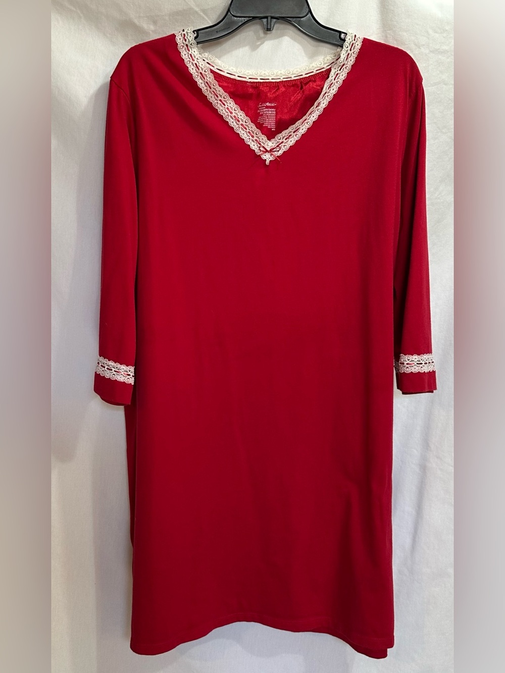 Secret Treasures Red Nightgown with white Lace Trim